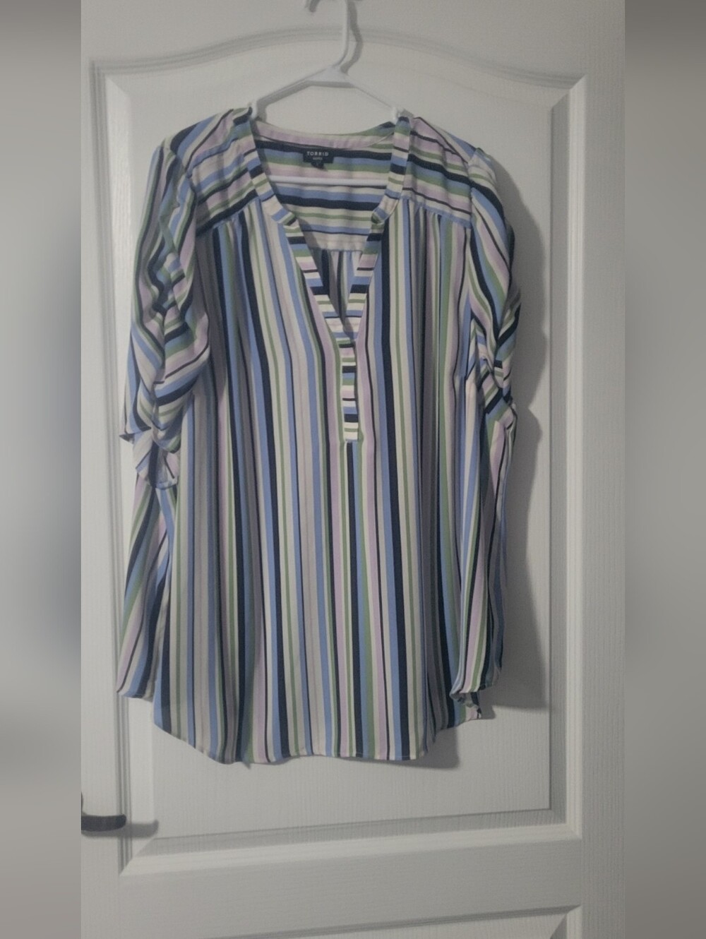 Torrid Blue and Green Striped Blouse